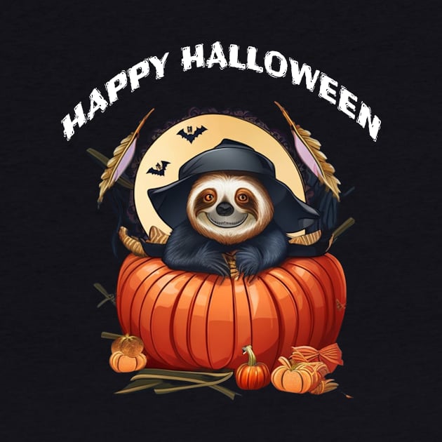 A funny sloth celebrating Halloween by halazidan